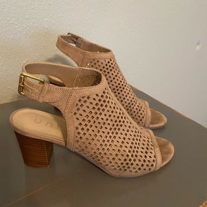 Unisa tan sandal suede heels
